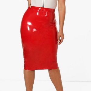High Shine PU midi skirt